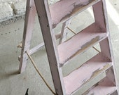 Reclaimed Distressed Blush Pink Stepladder Plant Stand Towel Rail or Wedding Decoration