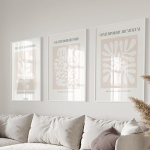Neutral Wall Art Set of 3, Minimalist Scandinavian 3 Piece Wall Art ...