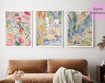 Matisse print set of 3, digital download wall art, printable wall art set of 3, wall art set of 3, wall art digital download