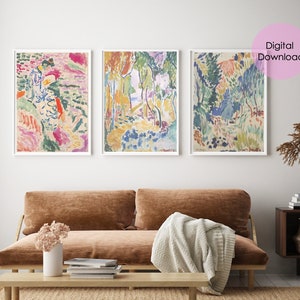 Matisse print set of 3, digital download wall art, printable wall art set of 3, wall art set of 3, wall art digital download image 1