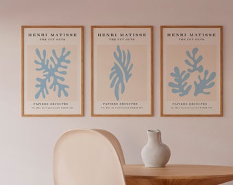 Henri Matisse Print, Danish Pastel Prints, Matisse Flower Set of 3 Prints Exhibition Poster