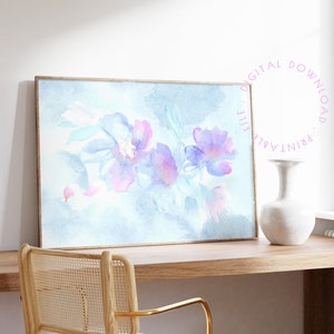 Peinture abstraite de fleurs, impressions d&#39;art téléchargeables, art mural en téléchargement numérique, impression d&#39;art rétro peinture vintage des années 80 et 90, impression de fleurs