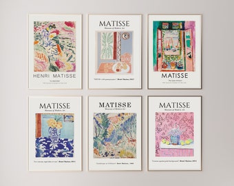 Matisse Print Set of 6, Matisse Wall Art, Mid Century Wall Art, Matisse framed print, Gallery Wall Art Set