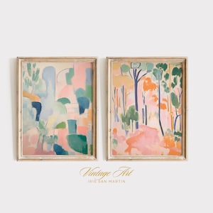 Art prints download, printable wall art set of 2,  Matisse inspired posters, Y2K aesthetic home decor