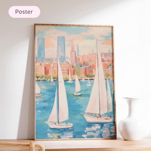 Sailing art prints, Sea Wall Art, Vintage Sailing Travel Poster, Retro Boating Wall Art, Nautical Adventure Decor, Ocean Theme Illustration