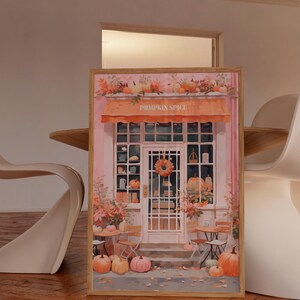 Pumpkin Spice Poster, rosa Kaffee Wandkunst, rosa Herbst Wandkunst