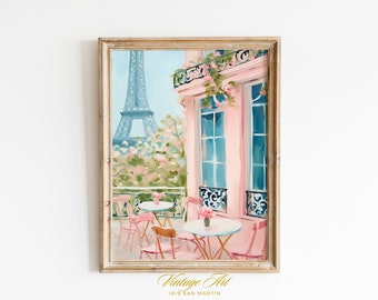 Paris Eiffel Tower Art Print, Travel Paris Wall Decor Pink