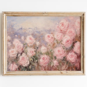 Cottagecore Galeriewand, verträumte girly Malerei, Claude Monet Malerei, moderne horizontale Kunst über Bett, Haus Geschenk