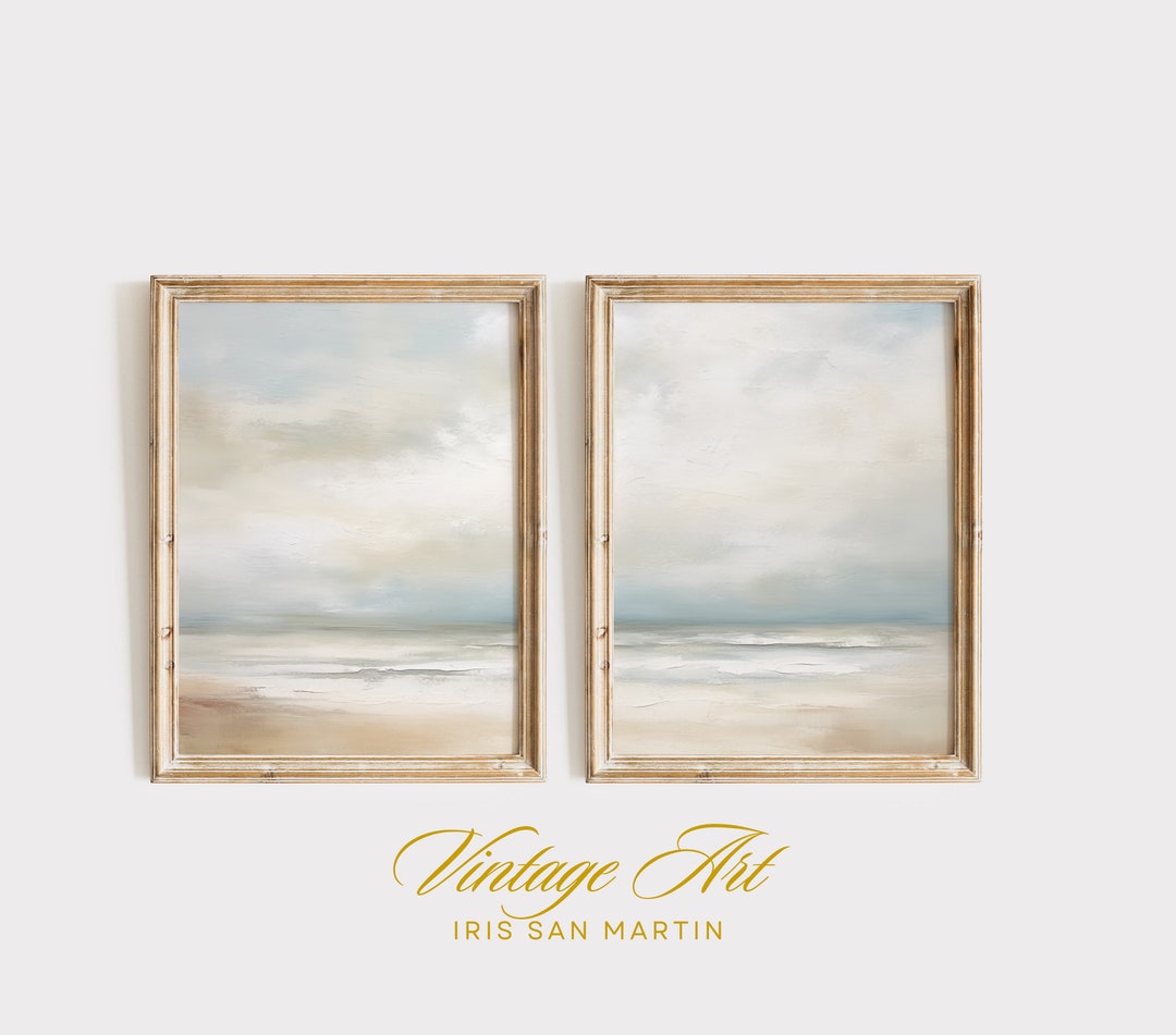 Framed Wall Art Set of 2, Abstract Beach Prints, Minimalist Modern Art ...