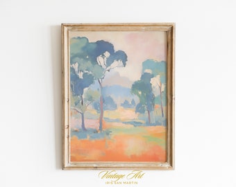 Matisse inspired art print, Trail painting with spring trees, Vintage Landscape Print, Eclectic Apartment Art