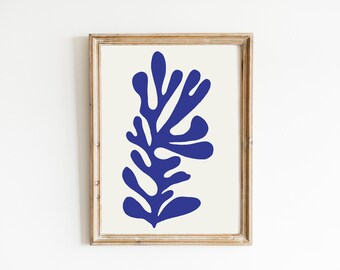 Printable wall art Matisse blue, Matisse blue leaf