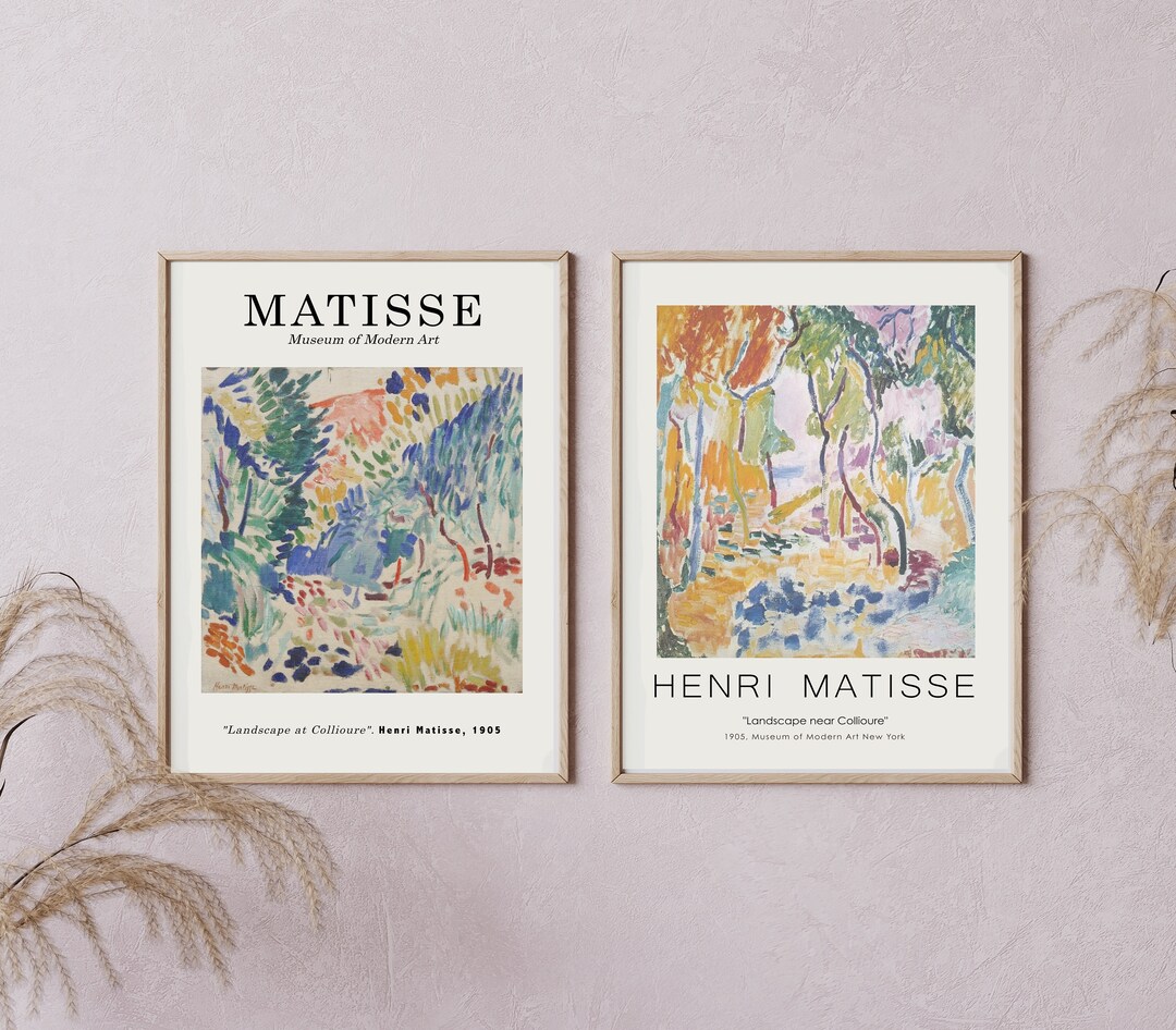 Mattise マチス　シルクスクリーンポスター額装2枚セット Matisse Print Set of 2, Henri Matisse Art Exhibition Poster