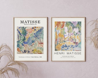 Matisse print set of 2, Henri Matisse art Exhibition Poster Landscape at Collioure [High Quality]