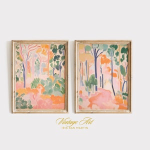 Art prints download, printable wall art set of 2,  Matisse inspired posters, Y2K aesthetic home decor