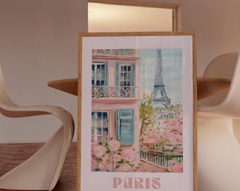 Eiffelturm Druck, Paris Malerei Poster, Paris Druck rosa, Coquette Kunstdruck, ästhetischer Kunstdruck, Reise Paris Landschaftsdruck