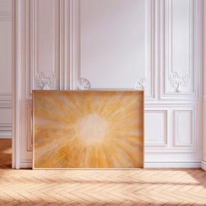 Póster de sol moderno de mediados de siglo, impresión de sol bohemio, arte mural abstracto horizontal de amanecer, bohemio minimalista