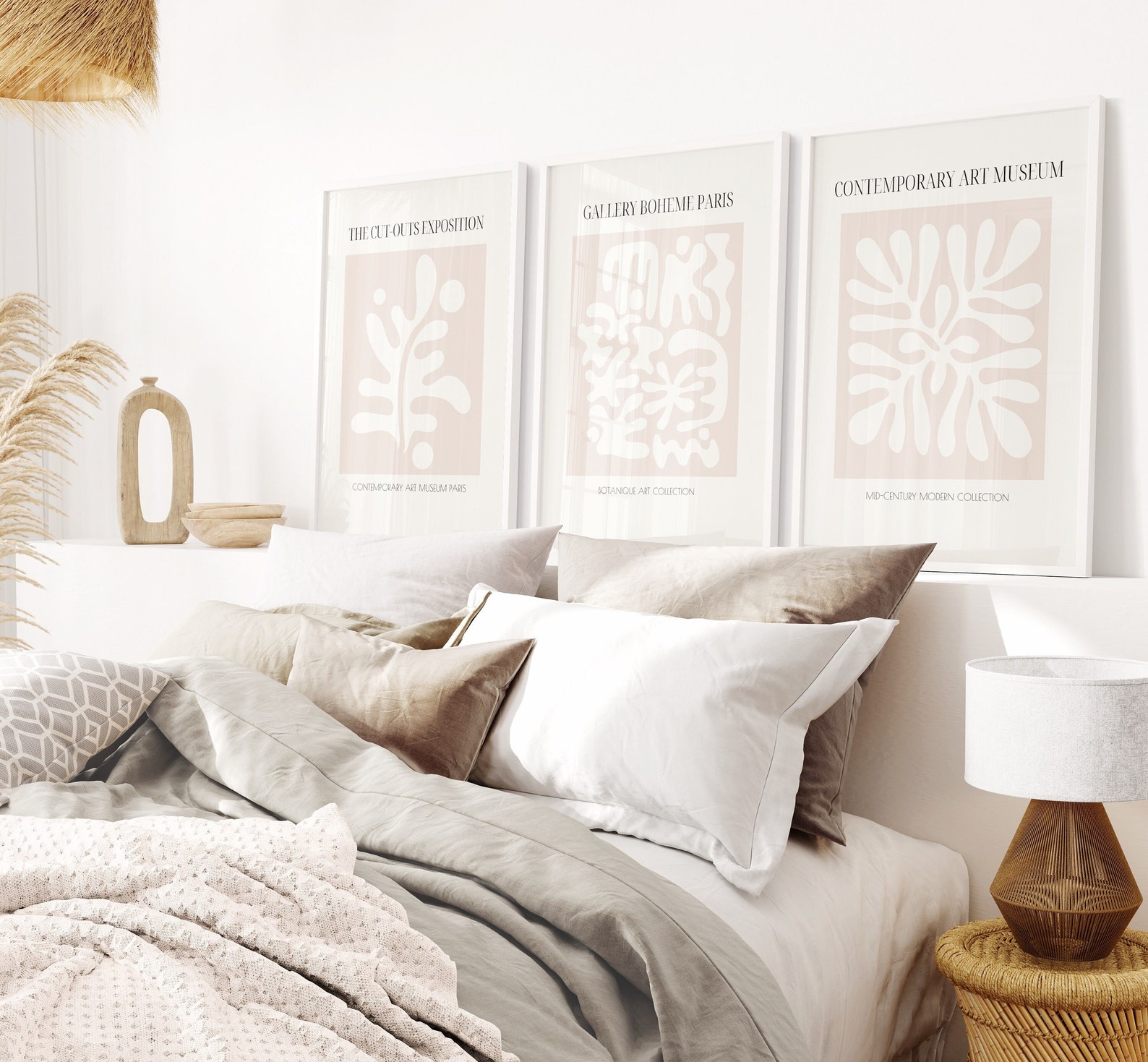 Neutral Wall Art Set of 3, Minimalist Scandinavian 3 Piece Wall Art ...