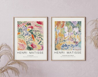 Matisse print set of 2, Henri Matisse art Exhibition Poster Landscape near Collioure and La Japonaise [High Quality]