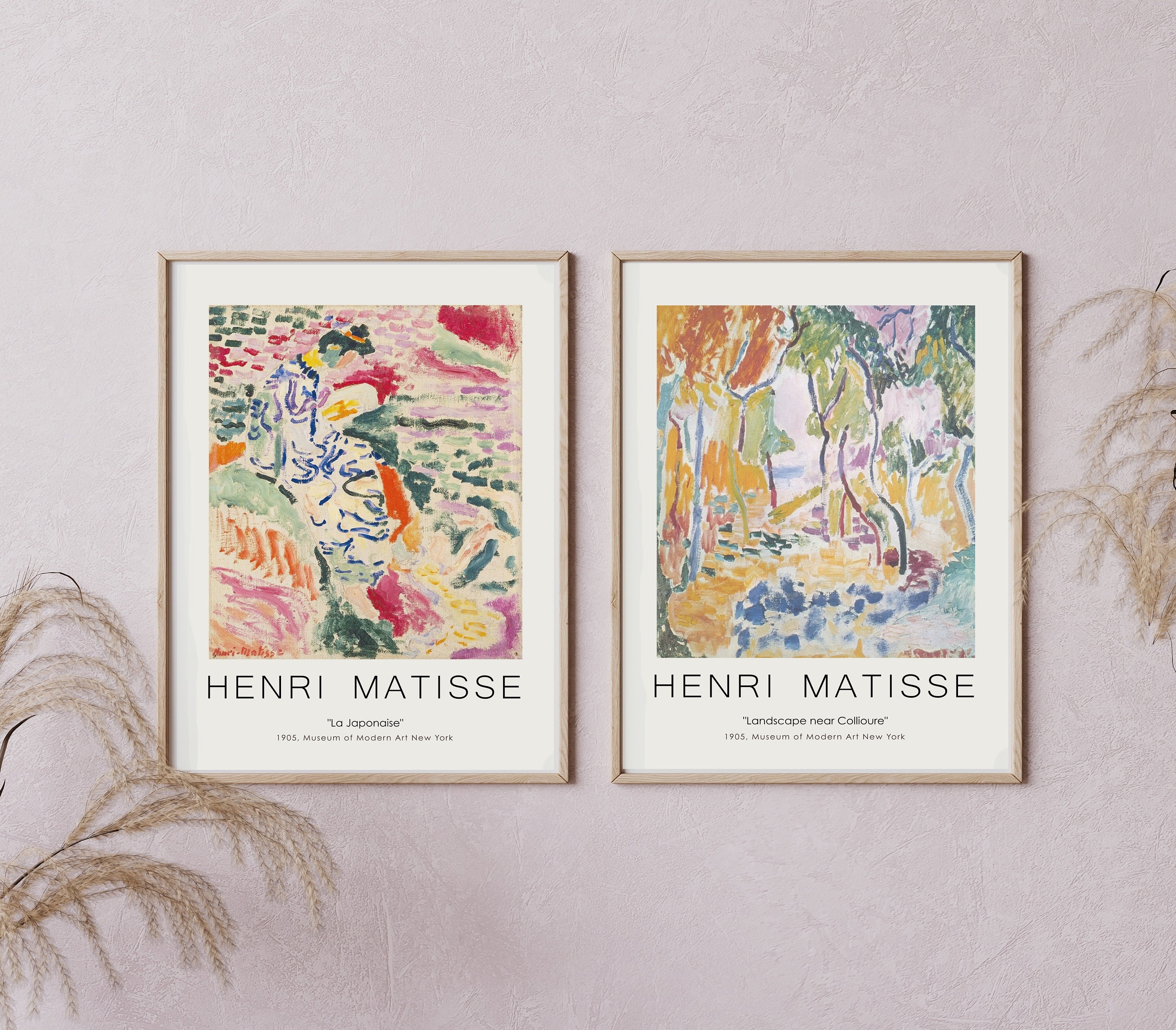 Mattise マチス　シルクスクリーンポスター額装2枚セット Matisse Print Set of 2, Henri Matisse Art Exhibition Poster