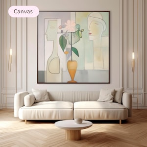Picasso Painting Framed Canvas, Square Canvas Print, Large Wall Decor, Picasso Style Living Room Wall Art, Pablo Picasso inspired wall art