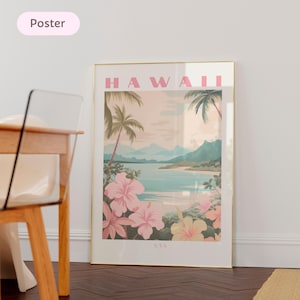 Hawaii Travel Poster, Honolulu Waikiki Surf Art, USA Wall Decor, Beach House decor, Birthday Housewarming Gifts