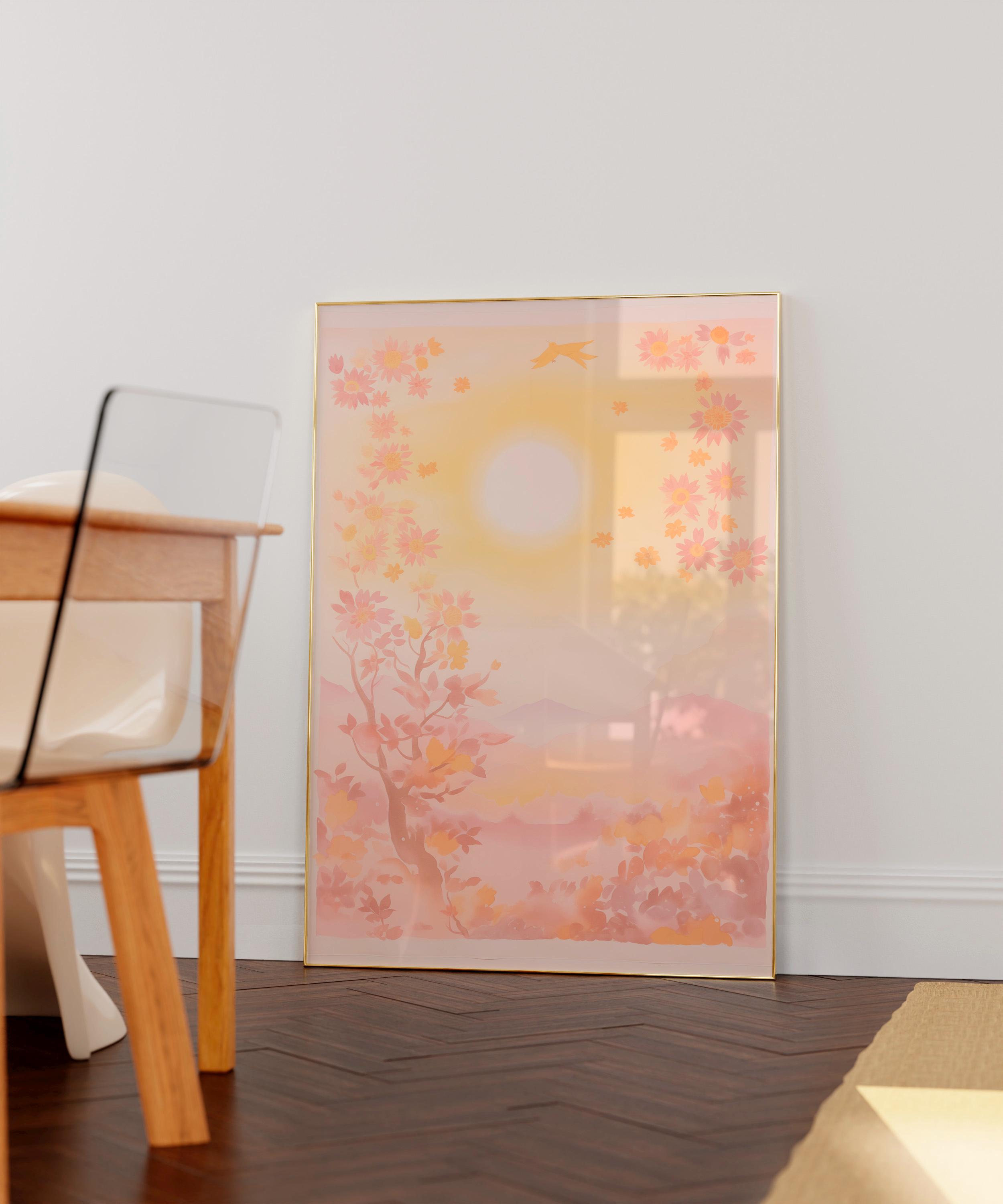 手作りの太陽のアートプリント、素朴な太陽の壁アート、ボヘミアン風の