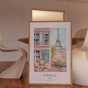 Eiffel tower print, Paris painting poster, Paris print pink, Coquette art print, aesthetic art print, Travel Paris landscape print