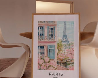 Eiffelturm Druck, Paris Malerei Poster, Paris Druck rosa, Coquette Kunstdruck, ästhetischer Kunstdruck, Reise Paris Landschaftsdruck