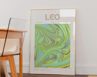 Leo Zodiac Print, Astrology Wall Art, Leo Horoscope Decor, Zodiac Birthday Gift, Leo painting, leo zodiac print