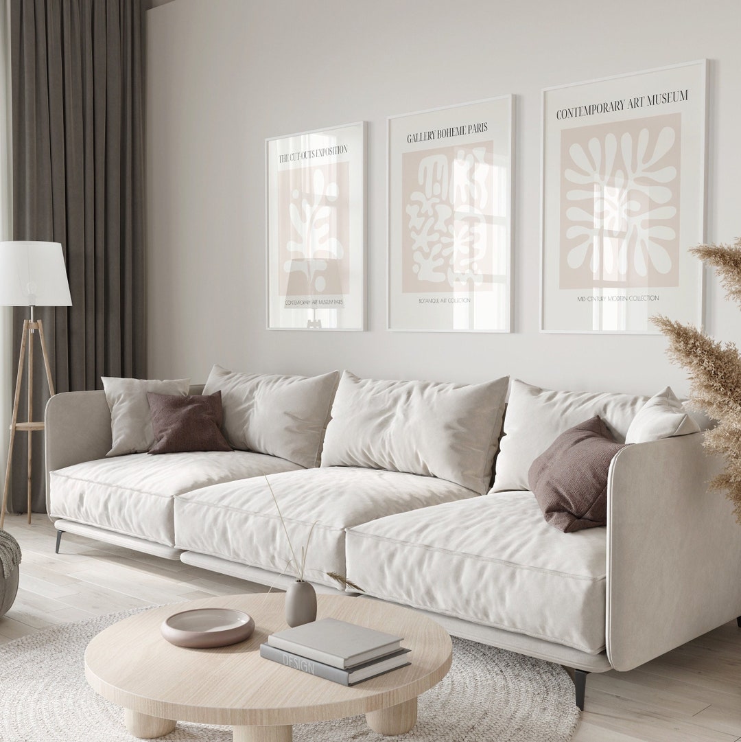 Neutral Wall Art Set of 3, Minimalist Scandinavian 3 Piece Wall Art ...