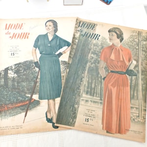 2 Vintage 1950s Mode du Jour Magazines – French Fashion Ephemera for Junk Journaling, Decoupage & Collage Crafts
