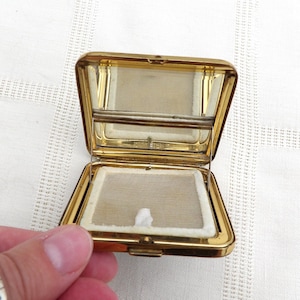 1930s Rowenta Floral Compact: Art Deco Vanity Mirror with Wiper