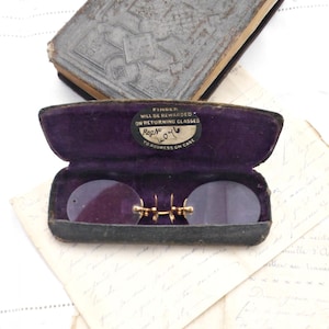 Victorian Oval Nose Clip Spectacles | Vintage Rimless Glasses | Vintage Eyeglasses |