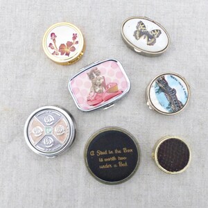 Vintage Pill Boxes | Vintage Floral Tablet Boxes | Enamel Pill Boxes | Macintosh Pill Pots | Dressing Table Pots |