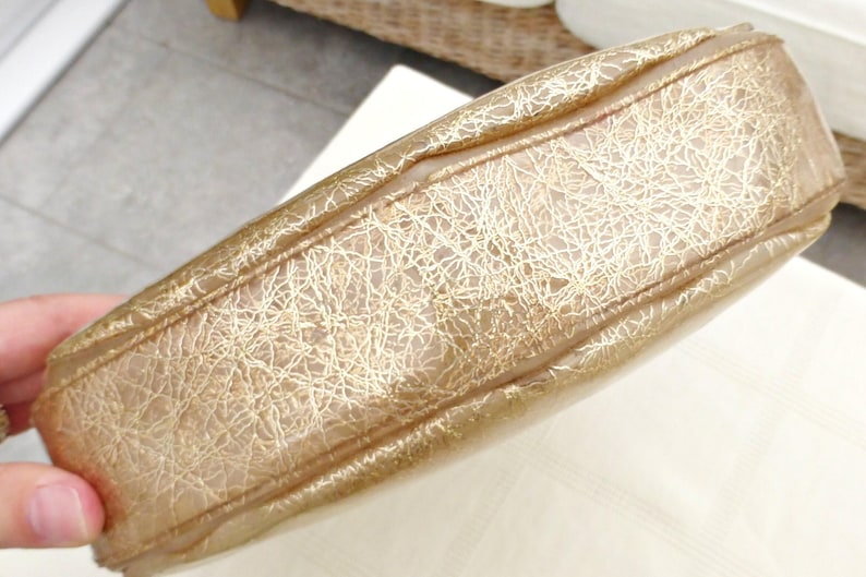 Vintage Lucite Purse Antique Handbag Retro Evening Clutch Clear Acrylic Boxy Frame Rigid 1950s Box Bag Floral Embroidered Beaded Gold image 10
