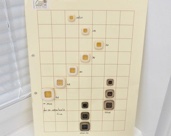 Campionatore di bottoni per carte vintage / Bottoni quadrati / Campione di bottoni del venditore / Oggetti effimeri da cucire /