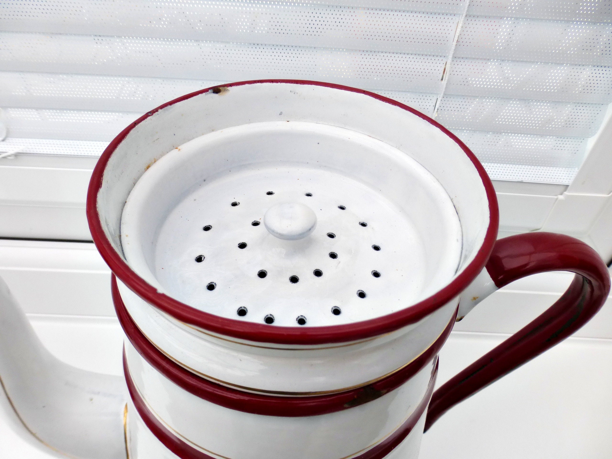 1930s French Enamel Coffee Pot Stove Top Coffee Pot White | Etsy