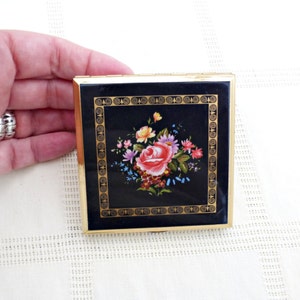 Vintage Stratton Rose Compact | Stratton Blue Powder Compact | 1990s Square Powder Compact |