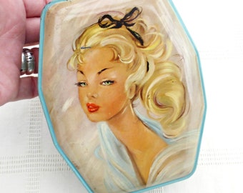 Vintage 1950s Horner Toffee Tins | Blonde Retro Girl Pony Tail Tin | Antique Advertising Tin |