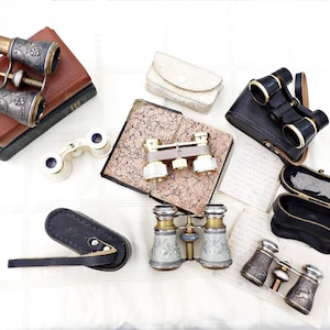 Vintage Opera Glasses | Mother of Pearl Bakelite & Brass Binoculars | Retro Theatre Accessory
