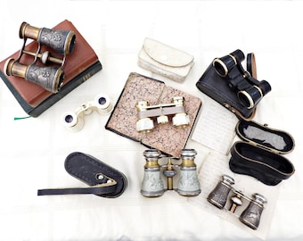 Vintage Opera Glasses, Mother of Pearl Bakelite & Brass Theatre Binoculars