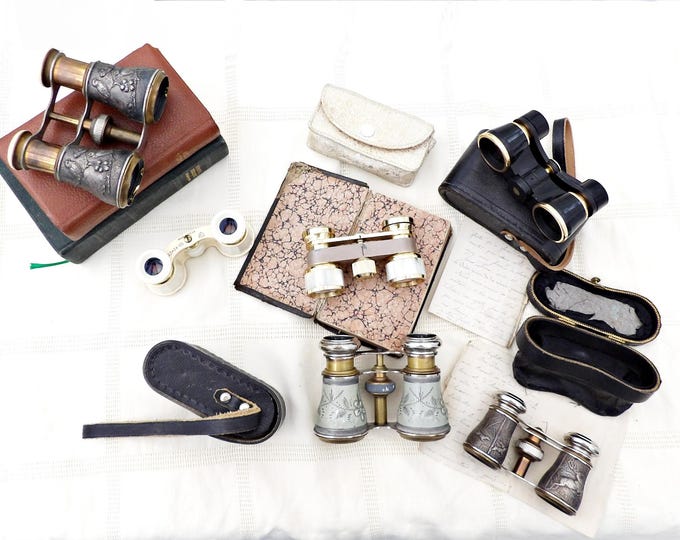 Vintage Opera Glasses, Mother of Pearl Bakelite & Brass Theatre Binoculars