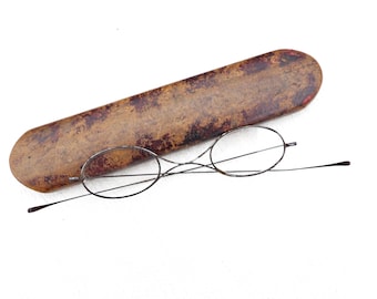 Victorian Oval Spectacles - Vintage Folding Glasses Metal Framed Eyeware Eyeglasses