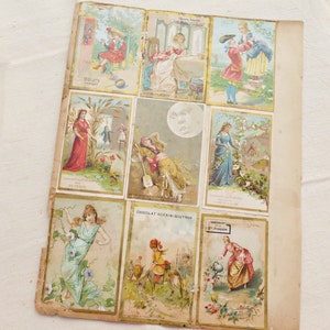Französische Vintage Ephemera | Antike Werbeetiketten | Schokoladenetiketten | Parfüm-Etiketten | Keks Karten