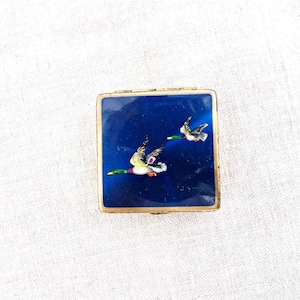 Vintage Stratton Gold Ducks Contact Lens Case: 1960s Pill Box