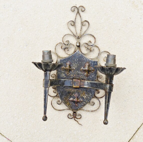 Vintage Black Wrought Iron Candle Holder Black Iron Scroll Etsy