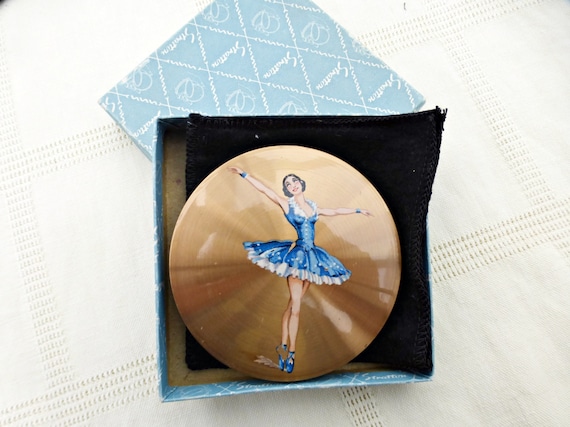 Vintage Stratton Blue Ballet Dancer Powder Compac… - image 1