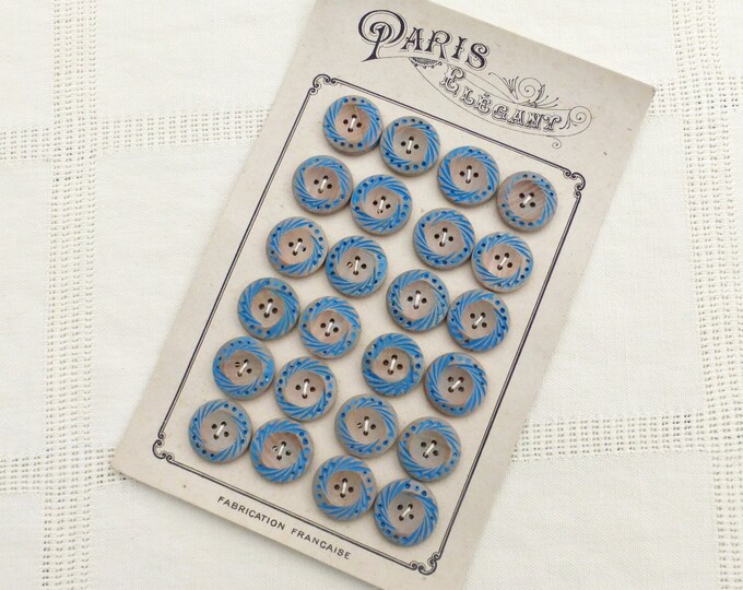 1940s Parisian Antique Blue Buttons | Vintage French Haberdashery ...
