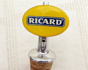 Vintage Ricard Spirits Pourer, French Liquor Bottle Cork Stopper Bar Accessory