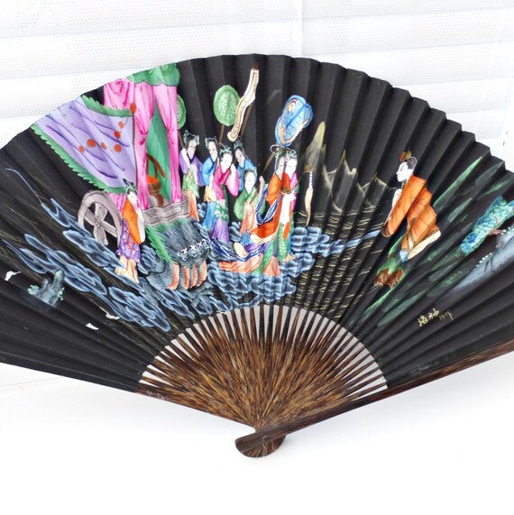 Vintage Japanese Fan | Hand Painted Folding Fan |… - image 8